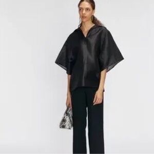 Toteme Black Linen/Satin Top